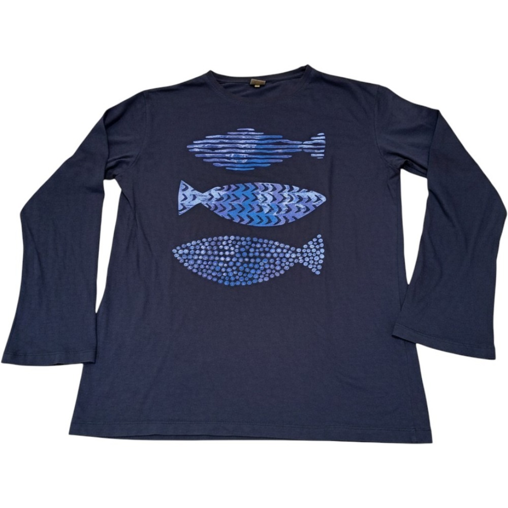ONNO WWF Medium Long Sleeve Shirt Fish Graphic Bamboo Cotton Coastal Sustainable